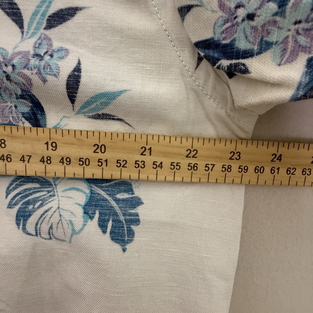 Tommy Bahama Men's Large Linen Blend Floral Short Sleeve Shirt Hawaiian - Picture 6 of 7
